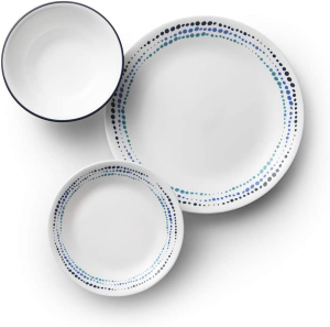 Corelle Ocean Blues Dinnerware Set, 18 Piece, 6 X 26Cm Dinner Plate, 6 X 17Cm Bread & Butter Plate, 4 X 532Ml Soup/Cereal Bowl