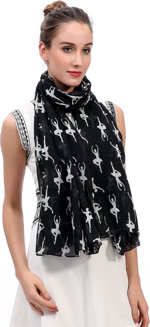 Lina & Lily Ballerinas Dancers Print Women’S Large Scarf Lightweight