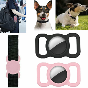 Silicone Protective Case Cover GPS Dog Cat Anti-Lost for Apple Airtag Pet Collar (Red Case + 1PC Screen Film)