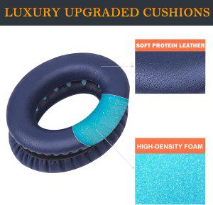 Solowit® Replacement Earpads Cushions for Bose Quietcomfort 35 (QC35) & Quiet Comfort 35 II (QC35 Ii) Headphones, Ear Pads with Softer Leather, Noise Isolation Foam, Added Thickness (Midnight Blue)