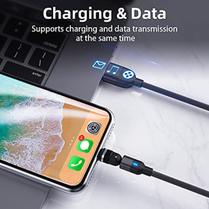 BIG+ Magnetic Charging and Data Cable with 540° Rotating Head [4 Pack Various Size] QC3.0A Magnetic Fast Charging and Data Cable. Compatible with All Smartphones, USB Type C and Micro USB