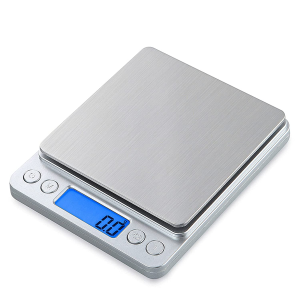 Small Digital Scale,1Kg/0.02G,Kitchen Scale,Food Scale,With Blue Backlit LCD Display, 6 Units, Auto Off, Tare, PCS Function, Stainless Steel, Battery Included,Soft Tape Included(150Cm)