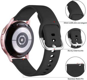 T Tersely Soft Silicone Band for Samsung Galaxy Watch Active 2 (40Mm/44Mm), 20Mm Replacement Sports Strap for Samsung Galaxy Watch 5 Pro/Watch5/4 (40Mm/44Mm)/Galaxy Watch 3 (41Mm) /Active- Black