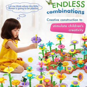 224 Pcs Flower Garden Building Toys, Kids Flower Building Toy Set for 3 to 8 Year Old Boy Girl, Creative Play Beautiful Garden Educational Stem Toddler Toys – Ideal Christmas & Birthday Gift