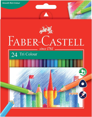 Faber-Castell Vibrant Tri Colour Pencils, Assorted – Pack of 24, (16-115855)