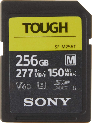 Sony Tough-M Series SDXC UHS-II Card 64GB, V60, CL10, U3, Max R277MB/S, W150MB/S (SF-M64T/T1)