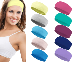 Styla Hair 10 Pack Yoga Headbands – Elastic Cotton Multi-Function Sports Head Bands Stretchy Wraps