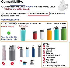 DBIW Lid for Hydro Flask 32 40 Oz Wide Mouth, Replacement Lids Compatible with Hydro Flask Wide Mouth Water Bottle, Top Spout Lid with Handle, Wide Mouth Lid Chug Cap Accessories