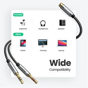 UGREEN Headphone Splitter for Computer 3.5Mm Female to 2 Dual 3.5Mm Male Headphone Mic Audio Y Splitter Cable Smartphone Headset to PC Adapter (Black)