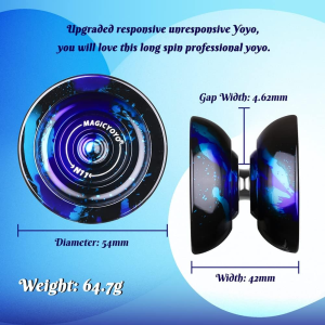 MAGICYOYO N11 Professional Unresponsive Yoyo, Dual Function Yoyo Alloy Metal Yoyo for Beginner Adults, Trick Yoyo with Flat Bearing + Axle + Bearing Removal Tool + Yoyo Storage Bag + 12 Yoyo Strings