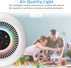 AROVEC Air Purifier Smart True HEPA Filter, Air Cleaner for Allergies, Smokers, Pets, Pollen, Dust, Odour Eliminators for Bedroom, Smart Air Quality Sensor, 2-Yr Warranty, AV-P300, White.