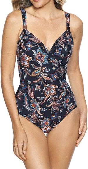 Miraclesuit Scotch Floral Siren Women’S Crossover One Piece Swimsuit, Size