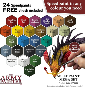 The Army Painter Speedpaint Mega Set – 24 X 18Ml Speed Model Paint Kit Pre Loaded with Mixing Balls and 1 Brush- Base, Shadow and Highlight in One Miniature and Model Paint Set for Plastic Models