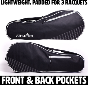 Athletico 3 Racquet Tennis Bag | Padded to Protect Rackets & Lightweight | Professional or Beginner Tennis Players | Unisex Design for Men, Women, Youth and Adults