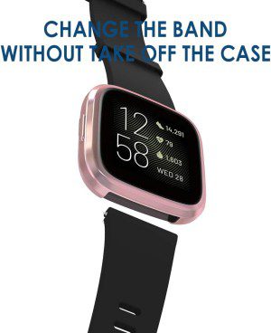 Simpeak [5-Pack] Case Compatible with Fit Bit Versa 2 Smartwatch, Soft TPU Full Protection Screen Protector for Versa 2 (NOT FITS Versa Lite/Versa 3)- Pink/Clear/Silver/Black/Rose Gold