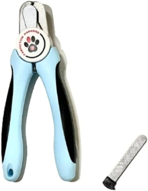 PAWFECTION PARADISE Dog Nail Clippers with Nail Filer Stainless Steel Pet Nail Clippers and Slip Resistance Trimmers for Medium and Large Dogs with Safety Guard to Avoid Over-Cutting Professional Grooming Tool for Dog Cats