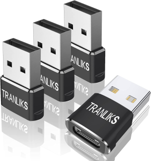 TRANLIKS USB to USB C Adapter, USB Type C Female to USB a Male Converter, Supports Charging and Data Transmission(4 Pack Black)