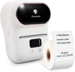 Label Maker – Phomemo-M110 Portable Bluetooth Thermal Mini Label Printer Machine, Sticker Maker, Barcode Printer, Apply to Labeling, Office, Cable, Retail, Compatible with Android & Ios System