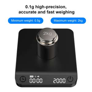 BOLUX-JS Coffee Scale, Multifunction Electronic Espresso Scale, Weigh Digital Drip Cone Scale with Timer, 0.1G Precise Graduation, 2000 Grams Mini Digital Food Kitchen Scale for Baking, Cooking