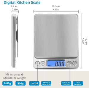 T Tersely Digital Kitchen Scale 500G/ 0.01G, USB Rechargable Pro Cooking Scale Digital Scales with Back-Lit LCD Display Accuracy Pocket Food Scale Stainless Steel Auto off Tare PCS Function