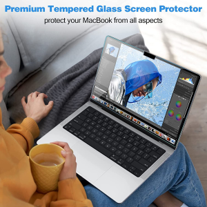 Procase 2 Pack Screen Protectors for Macbook Pro 14 2023 A2779/ 2021 A2442, Tempered Glass Film Guard for 14 Inch Macbook Pro 2023 with M2 Pro / M2 Max Chip, 2021 with M1 Pro / M1 Max Chip & Touch ID