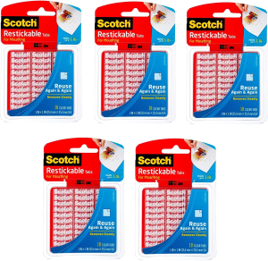 Scotch Restickable Tabs, 1-Inch X 1-Inch, Clear, 18-Tabs (R100) (5)
