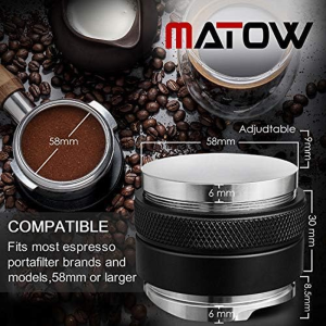 58Mm Coffee Distributor & Tamper, MATOW Dual Head Coffee Leveler Fits for Portafilter, Increased Adjustable Depth- Professional Espresso Hand Tampers