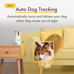 Furbo 360° Dog Camera: Rotating 360° View Wide-Angle Pet Camera with Treat Tossing, Color Night Vision, 1080P HD Pan, 2-Way Audio, Barking Alerts, Wifi, Designed for Dogs