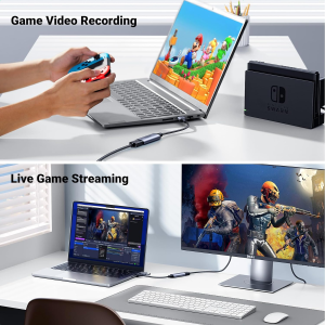 UGREEN Video Capture Card 4K HDMI to USB-A/USB-C HDMI Capture Card Full HD 1080P HDMI to USB 2.0 Capture Video and Audio Recording for Gaming, Streaming, Teaching, Video Conference, Live Broadcasting