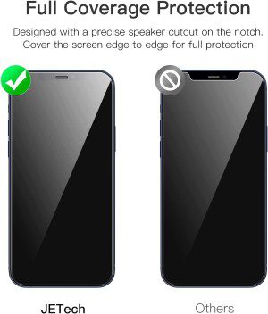 Jetech Full Coverage Screen Protector for Iphone 12/12 Pro 6.1-Inch, 9H Tempered Glass Film Case-Friendly, HD Clear, 3-Pack