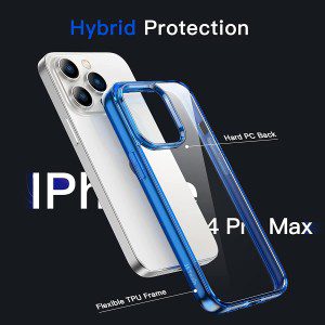 Jetech Case for Iphone 14 Pro Max 6.7-Inch (NOT for Iphone 14 Pro 6.1-Inch), Shockproof Phone Bumper Cover, Anti-Scratch Clear Back (Blue)