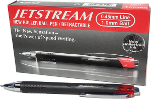 Uni-Ball SXN-210 Jetstream RT Rollerball Pens, Black Smudge Resistant and Tamper Free Ink, 1.0Mm Ball, Rubberized Grip, Package of 3