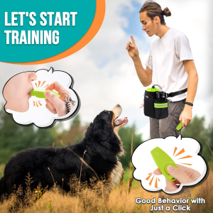 Slowton Dog Treat Pouch – Large Capacity Dog Training Bag with Poop Bag Dispenser and Water Bottle Holder, Clasp & Waist Belt Clip &Shoulder Strap – 3 Ways to Wear Hands-Free Snack Bag for Kibble Food