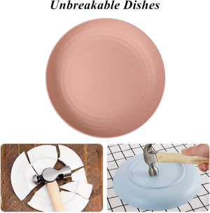 WANBY Lightweight Wheat Straw Plates Unbreakable Dinner Dishes Plates Set Dishwasher & Microwave Safe (Small 6 Pack 5.9′)