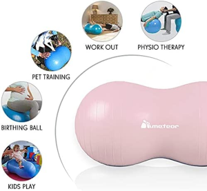 Meteor Peanut Shape Exercise Ball with Foot Pump (Support 500Kg, 90X45Cm), Swiss Ball for Yoga, Pilates, Pregnant Training, Birthing Assist, Kids Toddling, Pet Training, Therapy Relaxation, Gym Ball