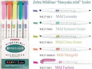 Zebra Mildliner Highlighter Pen Set, 25 Pastel Color Set