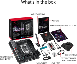 ASUS ROG Strix Z790-I Gaming Wifi 6E LGA 1700 Intel 13Th&12Th Gen Mini-Itx Gaming Motherboard, Pcie5.0,Ddr5,10+1 Power Stages, Thunderbolt 4, 2.5Gblan, USB3.2 Gen2X2 Front Panel Type-C,2X M.2/Nvme SSD