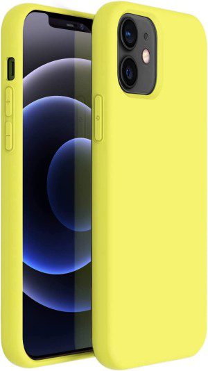 ZUSLAB Nano Silicone Case for Iphone 12 Mini 5.4″ Shockproof Gel Rubber Bumper Protective Cover – Yellow