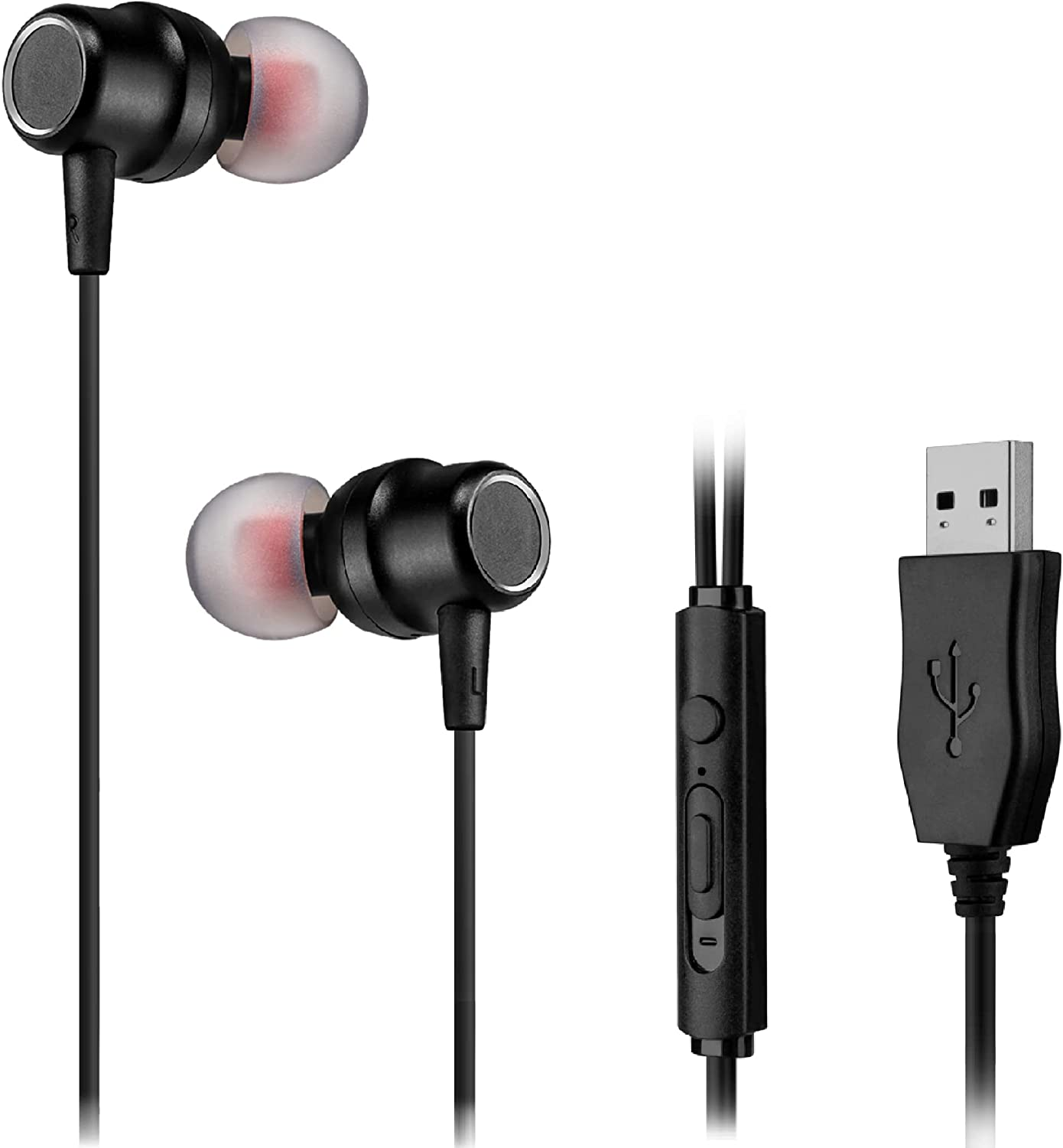 USB Earbuds with 8.2FT Extra Long Cord for Computer In Ear USB