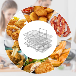 Air Fryer Rack for Ninja Air Fryer Multi-Layer Double Basket Air Fryer Accessories 304 Stainless Steel Grilling Rack Toast Rack Cooking Rack for Barbecue, Roasting Oven, Air Fryer(Small Tripod)