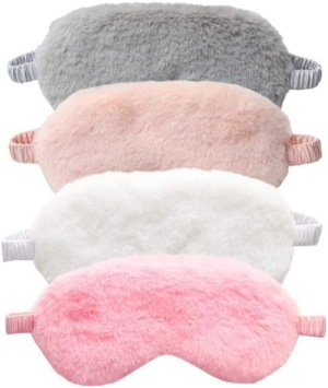 Plush Eye Mask Soft Satin Eye Mask for Sleeping,Eye Covers Sleep Blindfold Furry Eye Cover,4Pcs Plush Eye Mask Soft Sleep Blindfold Eye Cover Plush Eye Mask Furry Eye Cover,Plush Silk Eye Sleep Mask