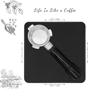 Coffee Tamper Mat Coffee Maker Mat Flat Silicone Tamping Pad Tamp Station Espresso Coaster Black Mat for Portafilter Barista Espresso Machine Accessories (8 X 8 Inches)