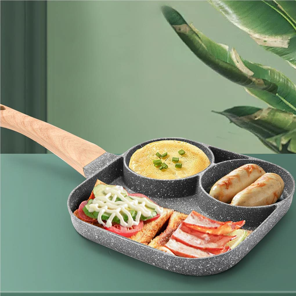 Medical Stone Breakfast Pan,Nonstick 3 Section Frying Pan And Egg Frying  Pan 3-Cup, Divided Frying Grill Pan for Egg, Bacon and Burgers, Suitable  for