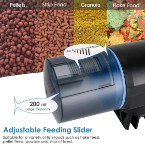 Slowton Aquarium Automatic Feeder, Auto Fish Food Dispenser Electronic Timer Feeder for Fish Tank with LCD Display Accurate Daily Feeding Suitable for Aquarium, Fish Tank and Turtle Tank (Sky Blue)