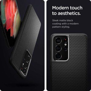 SPIGEN Liquid Air Case Designed for Samsung Galaxy S21 Ultra (2021) Soft TPU Armor Slim Cover – Black