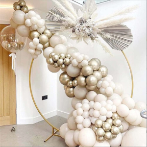 LDFWAYAU 153Pcs Pearl White & Gold Balloon Garland Arch Kit Latex Party Balloons Wedding Birthday Party Decorations (Q31B)