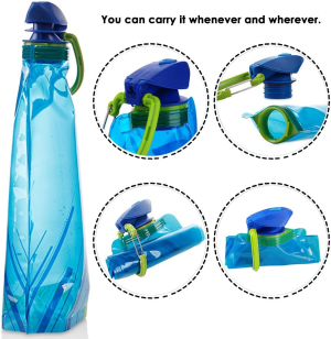 Maxin Foldable Water Bottle Set of 3, BPA Free Durable Foldable Flexible Water Bottle with Carabiner for Hiking,Adventures, Traveling, 500ML.