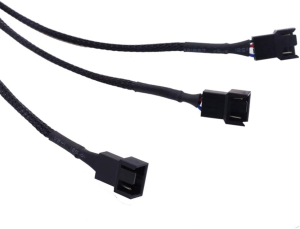 UTSLIVE PWM Fan Splitter 4 Pin Fan Extension Power Cable Black Sleeved Braided 3 Way for Computer