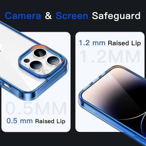 Jetech Case for Iphone 14 Pro Max 6.7-Inch (NOT for Iphone 14 Pro 6.1-Inch), Shockproof Phone Bumper Cover, Anti-Scratch Clear Back (Blue)