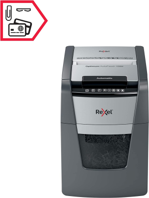 Rexel Optimum Auto Feed+ 100 Sheet Automatic Micro Cut Paper Shredder, P-5 Security, Home/Home Office, 34 Litre Removable Bin, 2020100MAU